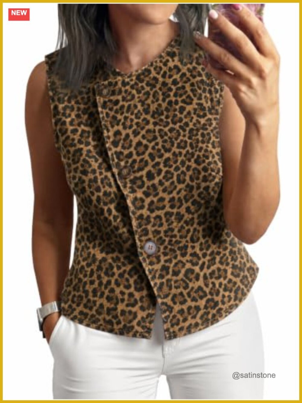 Women's Sleeveless Denim Vest Jacket Button Down Jean Top